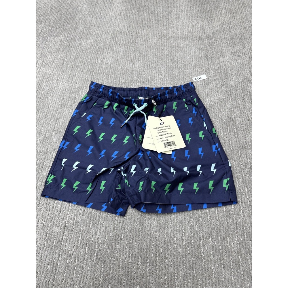 Rokka & Rolla Youth Large Swim Trunks Color Navy Lightning #316